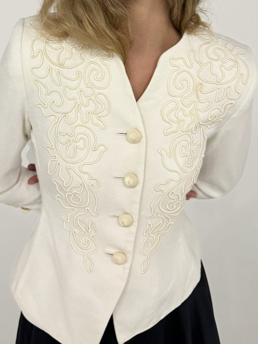 White Embroidered 80s jacket