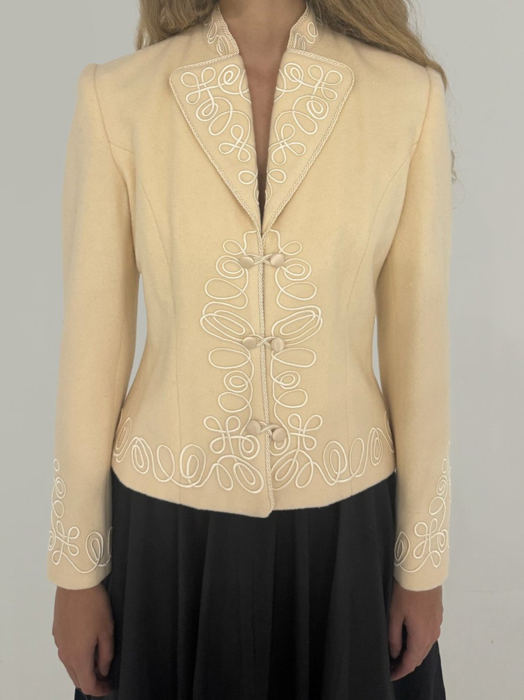 Vintage Ivory Scroll Embroidered Jacket