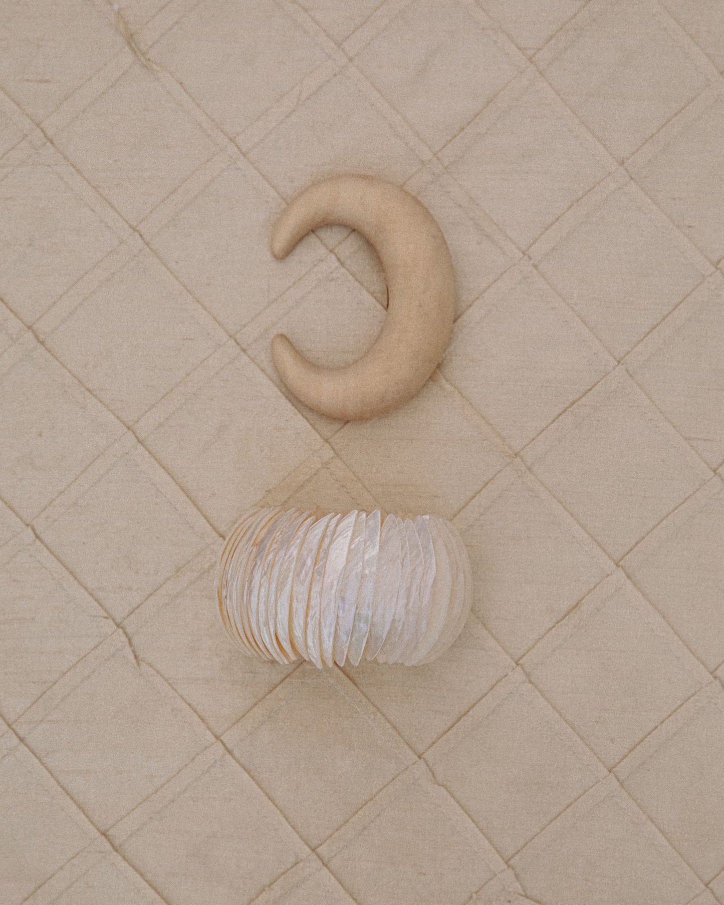 Wooden Crescent Bangle & Mother-of-Pearl Disc Bangle